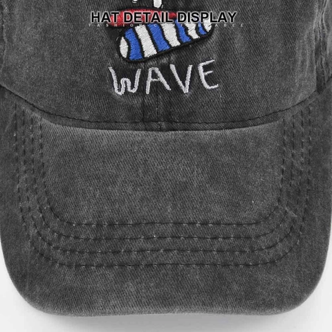 Vintage Washed Cotton Baseball Cap Surf Wave Embroidery Distressed Adjustable Dad Hat For Men Women Outdoor Sun Protection