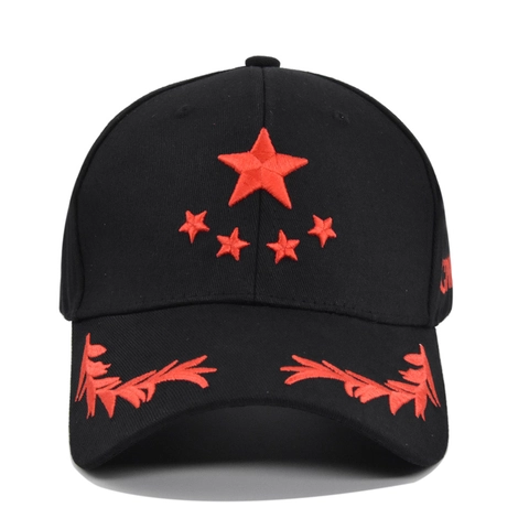 Berretto da Baseball in Cotone Casual Unisex Con Ricamo Stella a Cinque Punte Spiga di Grano Cappello Parasole Regolabile