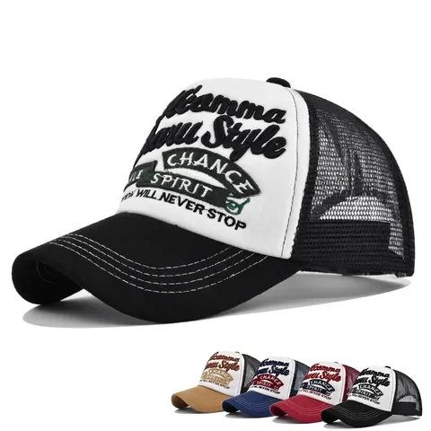 Berretto da Baseball Retrò Unisex con Ricamo Lettere 3D Cappello Trucker in Rete Traspirante Parasole Regolabile per Viaggi All'aperto