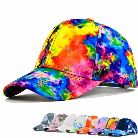 Fashion Tie Dye Baseball Cap For Men Women Adjustable Polyester Cotton Breathable Sun Protection Outdoor Sun Hat Streetwear Casual Dad Hat