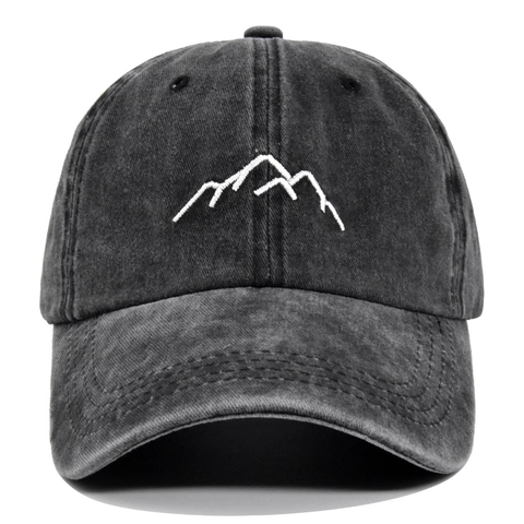 Vintage Washed Cotton Baseball Cap Mountain Embroidery Distressed Adjustable Dad Hat Unisex Outdoor Sports Sun Hat