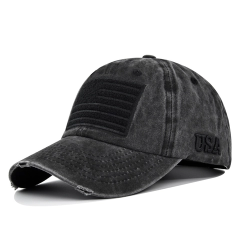 Berretto da Baseball Vintage in Cotone Lavato Ricamo Bandiera USA Distressed Regolabile Tattico Cappello da Sole per Uomo Donna Outdoor