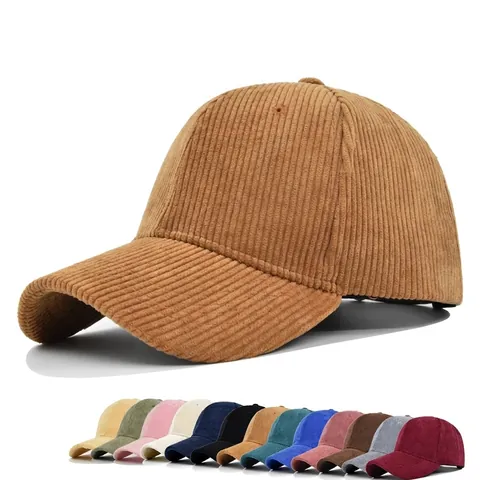 Berretto da Baseball in Velluto a Coste Vintage per Uomo Donna Regolabile Tinta Unita Tesa Curva Streetwear Retro Sport all'Aperto