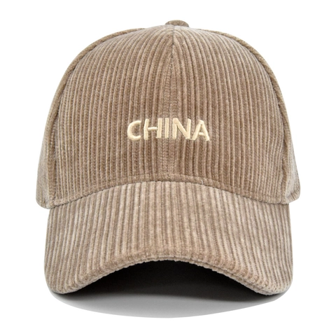 Cordsamt CHINA Stickerei Baseballkappe Verstellbare Gebogene Krempe Sonnenschutz Hut Für Damen Herren Vintage Casual Mode Kopfbedeckung