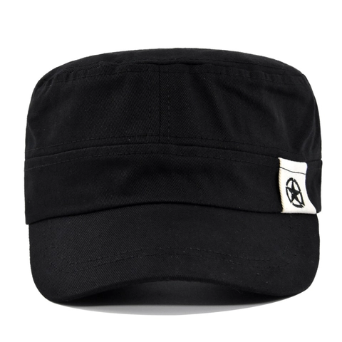Unisex Cotton Cadet Cap Military Flat Top Hat With Star Patch Adjustable Sun Protection Outdoor Casual Baseball Cap For Men Women
