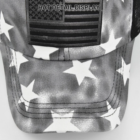 Dames Paardenstaart Honkbalpet Criss Cross Mesh High Ponytail Hoed Tie Dye Ster Print Amerikaanse Vlag Patch Zonnekap