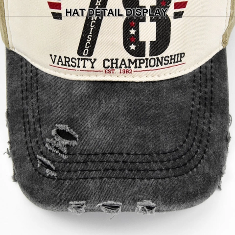 Berretto da Baseball Vintage Effetto Usato California 78 Varsity Championship Cotone Lavato Patchwork Cappello Parasole Regolabile Streetwear