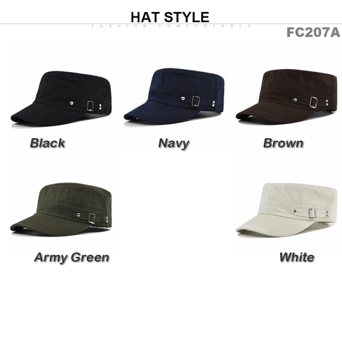 Berretto Cadet Militare Unisex in Cotone Flat Top Regolabile Vintage Cappello Da Esercito Con Fibbia In Metallo Rivetti Per Protezione Solare All'aperto