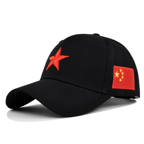 Cappello da Baseball Unisex in Cotone Con Ricamo Stella Rossa e Toppa Bandiera Protezione Solare Sport All'aperto Regolabile