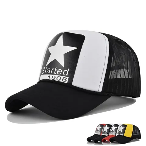 Retro Star Mesh Trucker Hat Αναπνεύσιμο Καπέλο Baseball Started 1908 Hip Hop Streetwear Ηλιοπροστασία Ρυθμιζόμενο Unisex