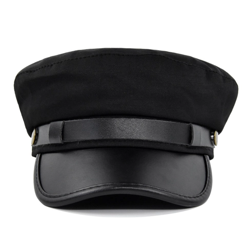 Gorra Newsboy Vintage para Mujer Baker Boy Hat Con Ala de Cuero Sintético Decoración de Botón de Metal Gorra de Marinero Retro