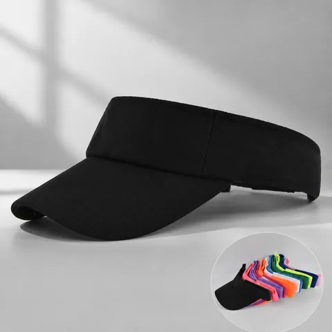 Visière de Soleil à Toit Vide Couleur Unie Respirant Mesh Réglable Casquette de Baseball pour Course Tennis Golf Sports de Plein Air Homme Femme