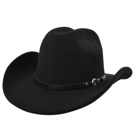 Δυτικό Καπέλο Cowboy Μάλλινο Τσόχα Πλατύ Γείσο Τζαζ Fedora για Άνδρες Γυναίκες Ρετρό Προστασία από τον Ήλιο Ζεστό Χειμερινό