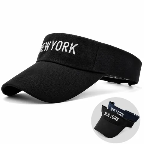Summer Sun Visor Hat Polyester New York Embroidery Empty Top Baseball Cap Adjustable Sport Tennis Golf Running Sun Hat