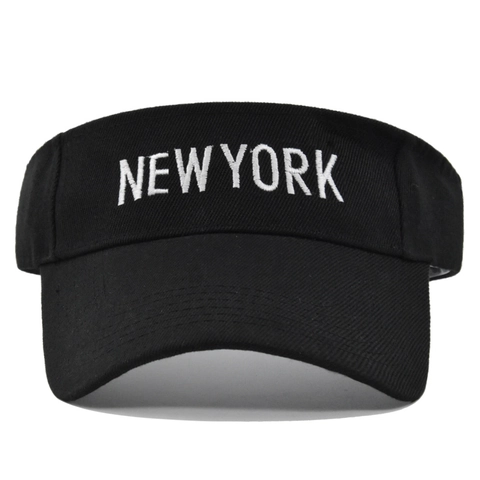 Summer Sun Visor Hat Polyester New York Embroidery Empty Top Baseball Cap Adjustable Sport Tennis Golf Running Sun Hat
