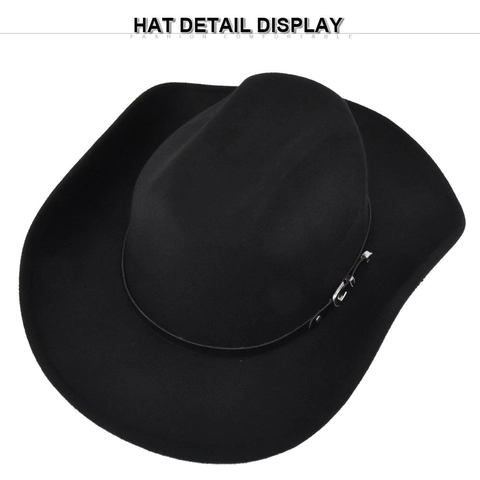 Δυτικό Καπέλο Cowboy Μάλλινο Τσόχα Πλατύ Γείσο Τζαζ Fedora για Άνδρες Γυναίκες Ρετρό Προστασία από τον Ήλιο Ζεστό Χειμερινό