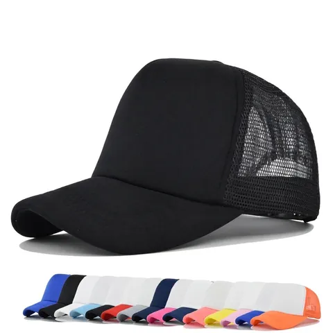 Cappello Trucker Unisex in Rete Traspirante Berretto da Baseball Tinta Unita Visiera Curva Parasole per Sport Quotidiano Regolabile