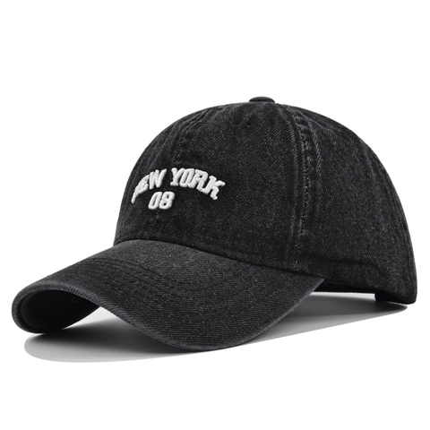 New York 08 Embroidery Distressed Washed Denim Baseball Cap For Men Women Vintage Adjustable Snapback Sun Hat Sports Travel Cap