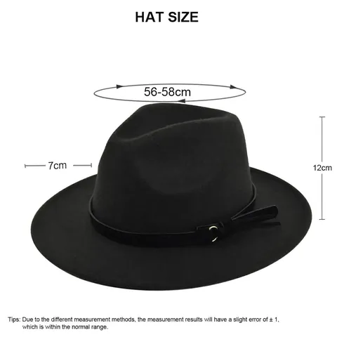 Βίντατζ Μάλλινο Καπέλο Fedora Μεγάλο Γείσο Καπέλο Τζαζ Με Ζώνη Χρυσή Πόρπη Βρετανικό Ρετρό Στυλ Unisex Κλασικό Για Ταξίδια Πάρτι