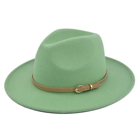 Vintage Breiter Krempe Filz Fedora Hut Flache Krempe Jazz Kappe Mit Gürtelschnalle Für Damen Herren Herbst Winter Mode Hut