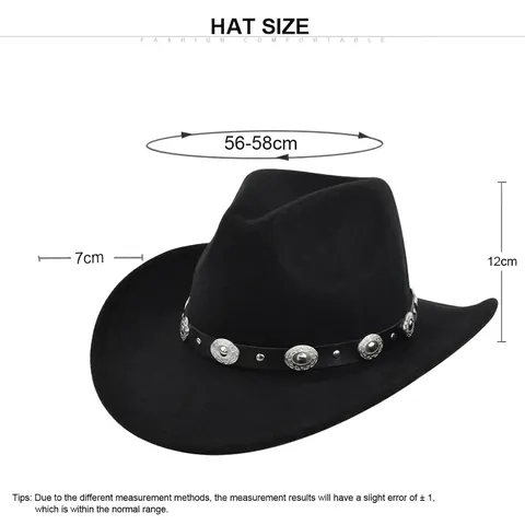 Vintage Western Cowboyhoed Brede Rand Synthetisch Wolvilt Fedora Etnische Leren Band Voor Heren Dames Outdoor Reizen