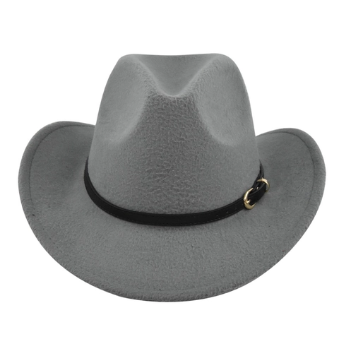 Cappello Fedora Western Retro in Finta Lana Unisex a Tesa Larga Cappello Jazz Cowboy Con Fibbia Nera Cappello in Feltro