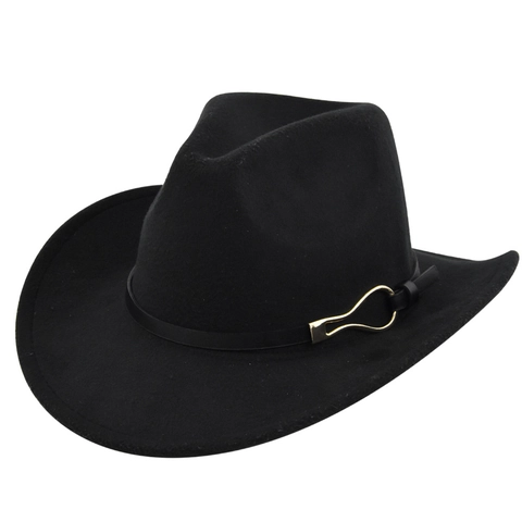 Vintage Western Cowboy Fedora Hut Für Damen Herren Breite Krempe Filz Jazz Hut Mit Gürtelschnalle Outdoor Reise Ethno Stil Warme Kappe