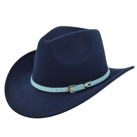 Vintage Wollen Vilt Fedora Hoed Met Gürtelgesp Brede Rand Western Cowboy Jazzhoed Voor Vrouwen Mannen Dagelijkse Mode