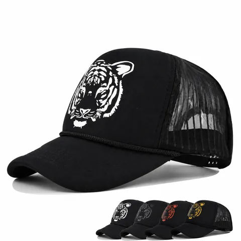 Unisex Tiger Print Trucker Hut Atmungsaktive Mesh Baseball Kappe Verstellbare Outdoor Sonnenhut Mode Streetwear Baseball Cap