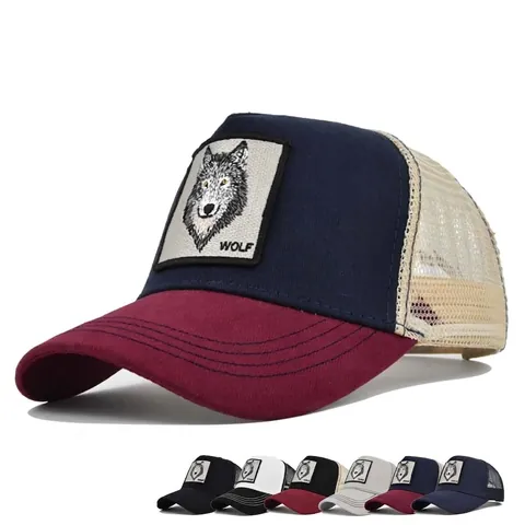 Wolf Dieren Patch Borduurwerk Trucker Pet Mesh Achterkant Verstelbare Baseballpet Buiten Zonwering Mode Snapback Pet