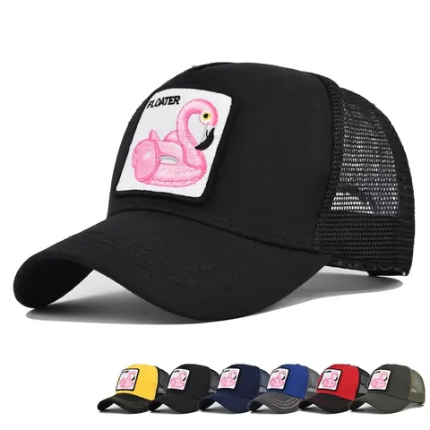 Berretto Trucker Unisex Traspirante In Rete Con Patch Ricamato Fenicottero Scritta Floater Berretto Da Baseball In Cotone Regolabile