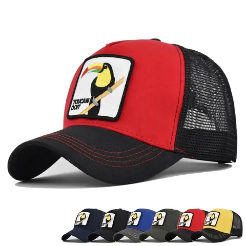Cappello Trucker con Toppa Ricamata Toucan Berretto da Baseball in Mesh Traspirante con Visiera Curva Regolabile Snapback per Protezione Solare