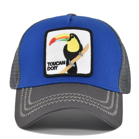 Cappello Trucker con Toppa Ricamata Toucan Berretto da Baseball in Mesh Traspirante con Visiera Curva Regolabile Snapback per Protezione Solare