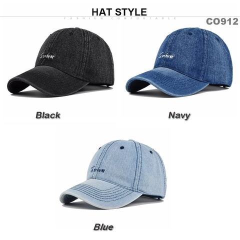 Berretto da Baseball in Denim Lavato Vintage Con Ricamo Forever Unisex Regolabile Protezione Solare Cappello Sportivo