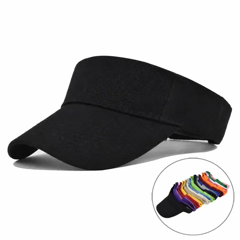 Visière de Soleil en Polyester Unisexe Réglable Sport Tennis Golf Course Respirant Couleur Unie Bord Large Casquette Protection Extérieure