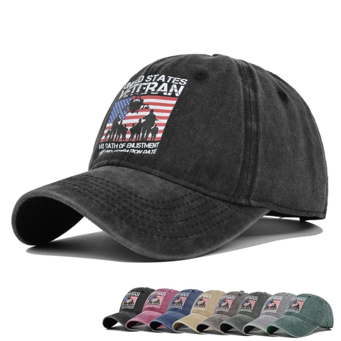 United States Veteran Amerikaanse Vlag Gewassen Katoen Baseballpet Retro Militair Soldaat Print Verweerde Zonneklep Verstelbare Hoed Voor Heren Dames