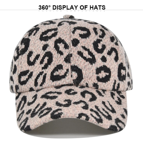 Donna Cappello da Baseball Stampa Leopardata con Coda di Cavallo Incrociata Messy Bun Cotone Regolabile Lavato Outdoor