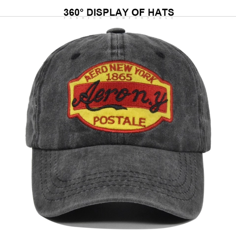 Berretto da Baseball Vintage Washed AERO NEW YORK 1865 Ricamo Distressed Cotone Regolabile Cappello da Sole per Uomo Donna Casual