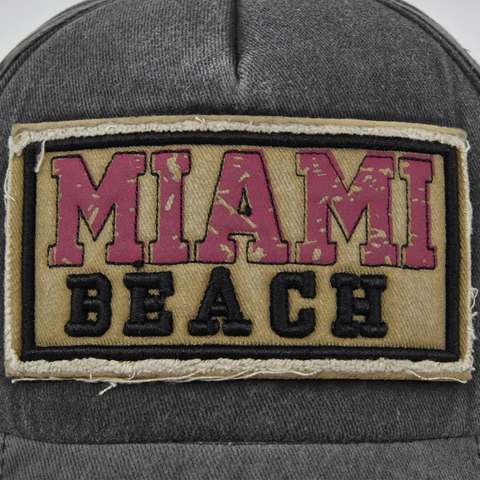 Vintage Gewaschene Baumwolle Baseballkappe Für Damen Herren Distressed MIAMI BEACH Stickerei Aufnäher Verstellbarer Sonnenhut Retro Streetwear