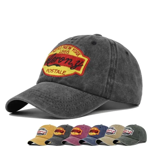Berretto da Baseball Vintage Washed AERO NEW YORK 1865 Ricamo Distressed Cotone Regolabile Cappello da Sole per Uomo Donna Casual