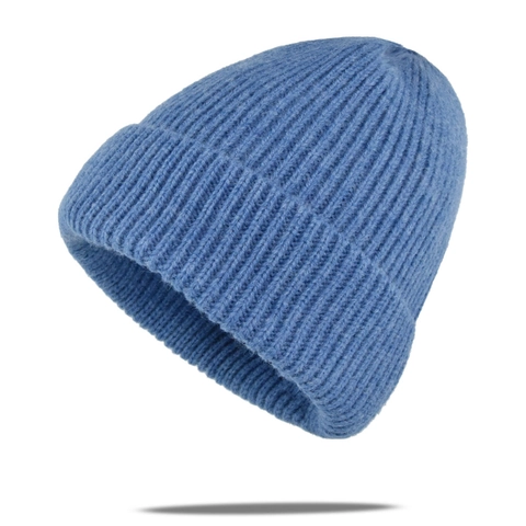 Berretto in Maglia di Finto Cashmere per Uomo Donna Inverno Caldo con Risvolto a Costine Tinta Unita Quotidiano Outdoor Elastico