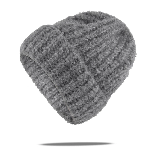 Dames Gebreide Bouclé Garen Muts Dikke Warme Wintermuts Effen Kleur Elastische Geribbelde Cuff Skull Cap Outdoor Koud Weer Accessoire