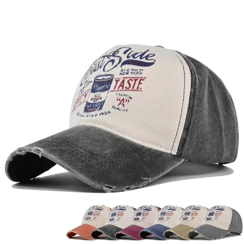 Cappellino da Baseball Vintage Logoro Americano Retro Graffiti Stampa Cotone Consumato Trucker Hat per Uomo Donna Streetwear