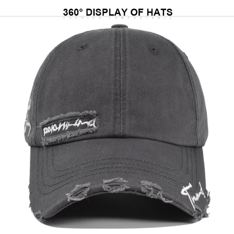 Zerrissene Gewaschene Baumwolle Baseballkappe Vintage Stickerei Verstellbarer Dad Hat Für Damen Herren Sonnenschutz Outdoor