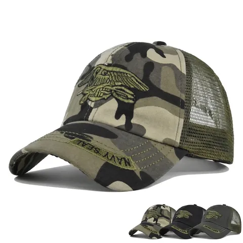 Tactische Gaas Baseballpet Ademend Camouflage Buiten Zonnehoed Voor Heren Dames Casual Militaire Stijl Verstelbare Truckerpet