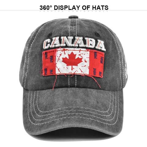 Berretto da Baseball Vintage in Cotone Lavato Ricamo Canada Foglia di Acero Distressed Cappello da Sole per Uomo Donna Outdoor Casual Moda Accessorio