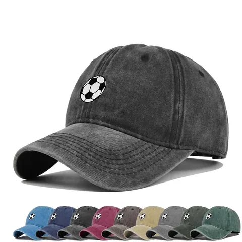 Vintage Gewassen Katoen Honkbalpet Voetbal Geborduurd Gebogen Rand Zonnehoed Verstelbare Sport Dad Hat Voor Volwassenen