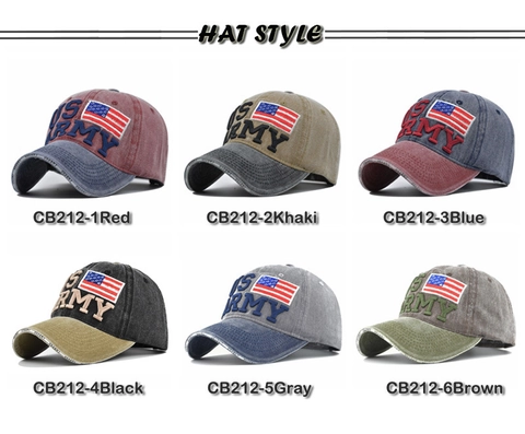 Berretto da Baseball Vintage in Cotone Lavato per Uomo Donna Regolabile Retrò Ricamo US Army Cappello da Sole Stile Militare Invecchiato