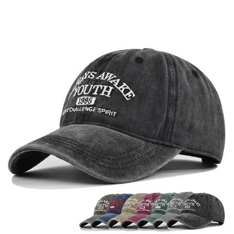 Cappellino da Baseball Vintage Lavato Ricamo Lettere YOUTH Regolabile Cotone Cappello Sole Uomo Donna Streetwear Dad Hat