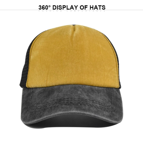 Gorra Trucker de Algodón Lavado Vintage Transpirable Ajustable Empalmada Gorra de Béisbol Bloque de Color Sombrilla Exterior